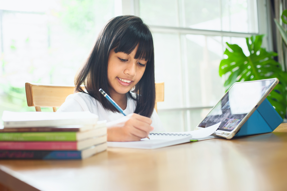 Little,Smile,Child,Girl,Children,Writing,In,A,Notebook,And